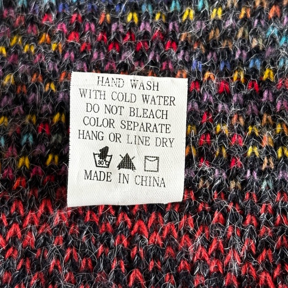 DREAMERS AZTEC DESIGN ASYMMETRIC BOHO GREY MULTICOLORED SOUTHWEST CARDIGAN SZ M - Picture 7 of 11